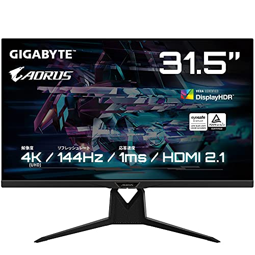 GIGABYTE ゲーミングモニター GIGABYTE AORUS FI32U Gaming Monitor(31.5型/UHD(4K)/SS IPSノングレア/平面モニター/144Hz/1ms(GTG)/VESA Display HDR400搭載)