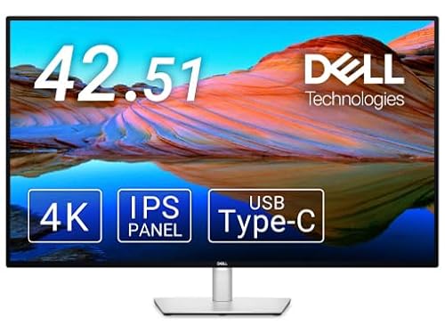 Dell U4323QE 42.51インチ 4K USB-Cハブモニター(無輝点3年保証/4K/IPS,非光沢/DPx2,HDMIx2,USB Type-Cx4/内蔵スピーカー/有線Ethernet/sRGB 95%/高さ調整,傾き)