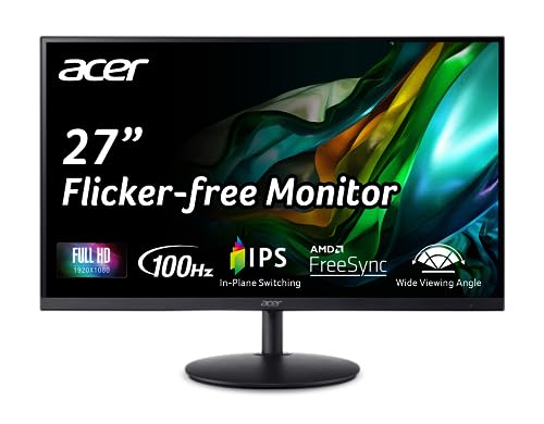 Acer SH272 Ebmihux 27" Full HD 1920 x 1080 Home Office Ultra-Thin Monitor AMD FreeSync 1ms VRB 100Hz Zero Frame Height Adjustable Stand with Swivel & Tilt (USB Type-C & HDMI 1.4 Ports) UM.HS2AA.E08