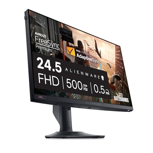 ALIENWARE AW2524HF ゲーミングモニター - 24.5インチ (1920x1080) 500Hz (オーバークロック) 0.5msディスプレイ、高さ/傾き/回転/ピボット調整、3年間の高度な交換-ブラック