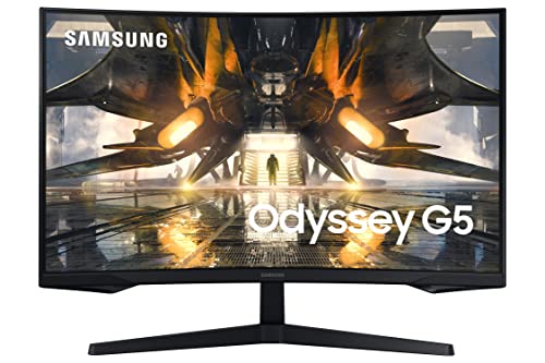 サムスン 7" Odyssey G55A QHD 165Hz 1ms FreeSync Curved Gaming Monitor with HDR 10, Futuristic Design for Any Desktop (LS27AG550ENXZA)