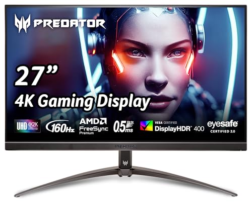 acer Predator XB273K V3bmiiprx 27インチ UHD 3840x2160 ゲーミングモニター | AMD FreeSync Premium | Agile-Splendor IPS 400 | 160Hz リフレッシュ | 最大0.5ms | DCI-P3 95% | DisplayHDR 400 | DP 1 x 1。 HDMI 2.1 x 4 & 2。 UM.HX3AA.306