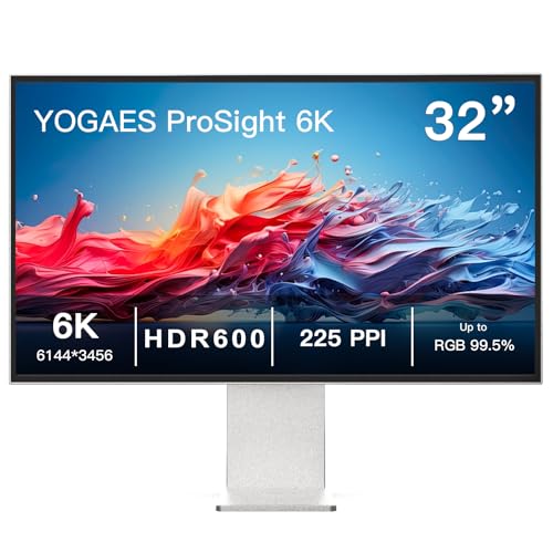 AtomFun 6Kモニター 32インチ IPS 6K (6144x3456) LM315STA-SSA1 ディスプレイ、YOGAES ProSight、オールアルミ合金ボディ＆スタンド、225PPI、DCI-P3 99%、Adobe RGB 99.5%、HDR 600、輝度450cd/m²、2000：1、USB-C/HDMI、96W給電、高さ調節可能 (IPSパネル)