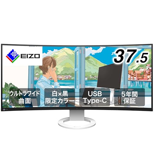 EIZO 【限定カラー】EIZO ビジネス向けウルトラワイド曲面モニター | FlexScan EV3895-AMZWB | 白×黒のツートーン・37.5型 3840×1600・USB Type-C