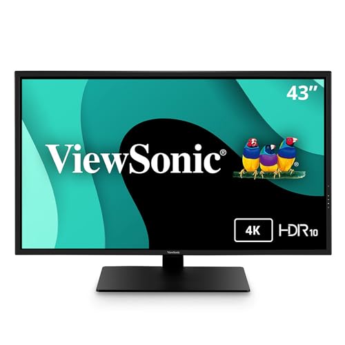 ViewSonic VX4381-4K 43インチ ウルトラHD MVA 4K モニター ワイドスクリーン HDR10対応 アイケア HDMI USB DisplayPort 自宅やオフィス用 ブラック