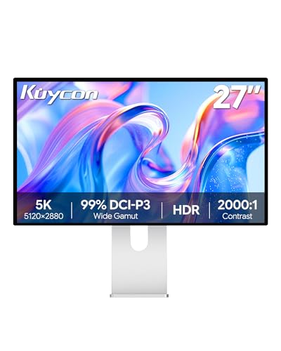 Kuycon G27P 27インチ FHD (5120×2880) 5Kモニター、HDR、IPS、10億7000万色、sRGB 99%、コントラスト比 2000:1、アイケア機能、アンチグレア (ハニカム - スタンド付き) A-G27P