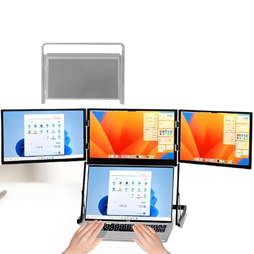 vnmudzeo 15.6インチデスクトップトリプルスクリーンエクステンダー、10~25cm高さ調整キックスタンド付き、Type-C/HDMI/USB-Cプラグプレイトリプルモニター、1080p FHD IPSディスプレイ 0sf3f-931132