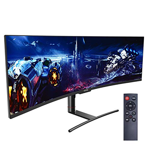 Viotek SUW49DA 49インチ スーパーウルトラワイドモニター | 1440p 120Hz 3ms 1800R | 5120x1440p 32:9 デュアルQHDモニター | ゼロトレランス デッドピクセルポリシー 3年 | 2X HDMI 2.0 , 2X DP 1.4, 3.5mm (VESASA) )、ブラック。