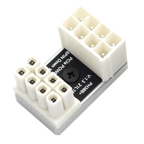 AoQhir PH38 CPU 8P 電源アダプター ヒートシンク付き オス-メス ヘッダー 180度 ソケットバックル デスクトップシャーシ CPU配線美化用 (PH38B-C2 シルバー、1個)