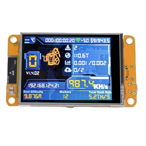 Dilwe ビットコインマイナー、WiFi接続可能ESP32 WROOM 32チップ搭載、1060KH/秒レート、2.8インチディスプレイ、低消費電力、Bluetooth 4.2搭載、ソロマイニングとプール管理用