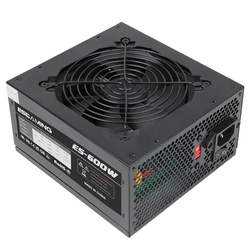 ESGAMING 600W ATX 電源 自動熱制御 120mm ファン ATX ゲーミング電源 PSU