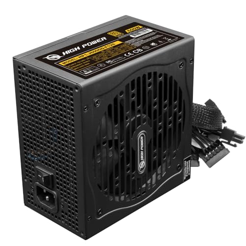 HIGH POWER ハイパワー600W電源、80プラスゴールド認定PSU、120mmウィスパー静音ファン付き連続電源、ATX 12V V2.3/EPS 12VアクティブPFC信頼性の高いパフォーマンス、エネルギー効率