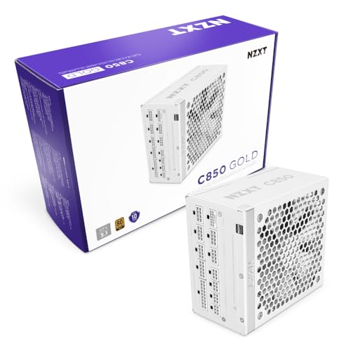 NZXT C850 ゴールド ATX 3.1 - 完全モジュラー 低ノイズ PC ゲーム電源 - 850ワット - 80 プラス ゴールド - 12V-2x6 コネクタ - ゼロファンモード - 100% 日本コンデンサ - ホワイト PA-8G2BW-US