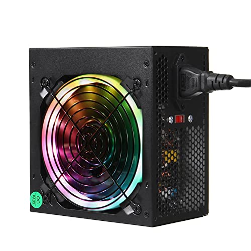 XiaomeiHan PC電源 800W ATX 12V PCコンピュータデスクトップ電源PCI SATA LEDファン24ピンゲーム ATX電源 (色 : Black, Size : 15x14x8.5cm)