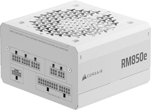 CORSAIR RM850e (2025) 完全モジュラーATX電源、低ノイズ、12V-2x6ケーブル付き、ATX 3.1およびPCIe 5.1対応、Cybenetics Gold、105°Cのコンデンサ ホワイト CP-9020293-NA