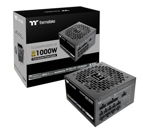 Thermaltake Toughpower GT 1000W; ATX 3.1; ネイティブ PCIe 5.1 12V-2x6; フルモジュラー; フラットケーブル; カラーマッチコネクタ; 日本のメインコンデンサ; 80 Plus ゴールド; 140mm; ブラック; PS-TPT-1000FNFAGU-3