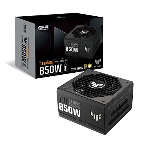ASUS TUF Gaming 850W ゴールド(850ワット、ATX 3.0互換、完全モジュラー電源、80+ゴールド、ミリタリーグレードのコンポーネント、デュアルボールベアリング、アキシャルテックファン、PCBコーティング、10年保証) 90YE00S2-B0NA00