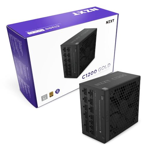 【並行輸入品】 NZXT C1200 Gold ATX 3.1 - Fully Modular Low-Noise PC Gaming Power Supply - 1200 Watts - 80 Plus Gold - 12V-2x6 Connector - Zero Fan
