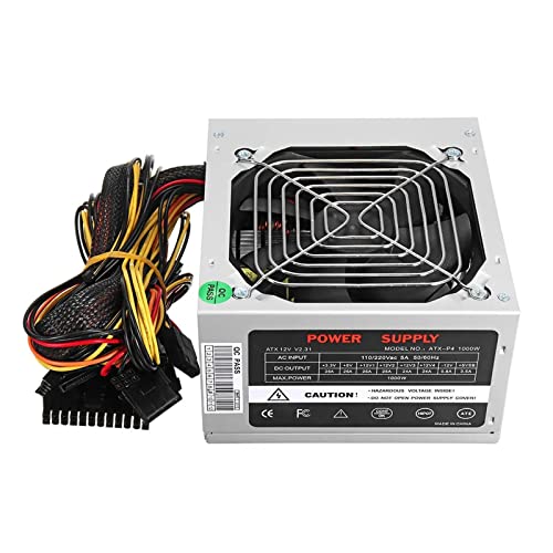 XiaomeiHan PC電源 1000Wのコンピュータ電源PSU PFCサイレントファンATX 24ピンPCスイッチング電源 ATX電源 (色 : Silver, Size : ONE SIZE)