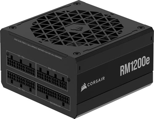 CORSAIR RM1200e (2025) 完全モジュラー低ノイズATX電源 12V-2x6ケーブル付き – ATX 3.1 & PCIe 5.1準拠、サイベネティクスプラチナ効率、105°C定格コンデンサ、モダンスタンバイモード – ブラック CP-9020258-NA