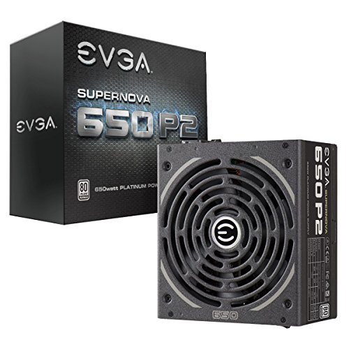 EVGA 220-P2-0650-X1 SuperNOVA 650 P2、80+ プラチナ650W、完全モジュラー、EVGA ECOモード、10年保証、無料の電源オンセルフテスター、電源、ブラック