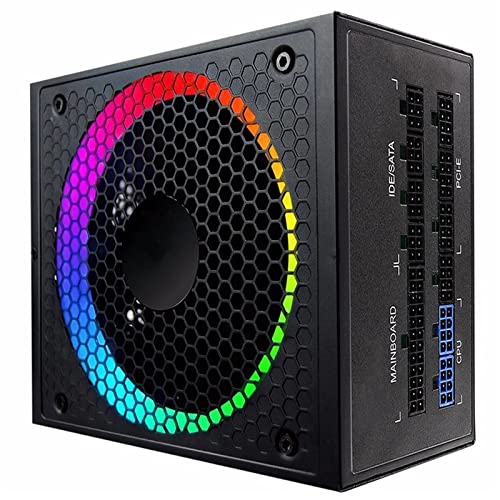 XiaomeiHan PC電源 550Wコンピュータ電源100から240V ATX RGB完全モジュラー14センチメートルスマート温度制御ファン ATX電源 (色 : Black, Size : 17x15x8.6cm)
