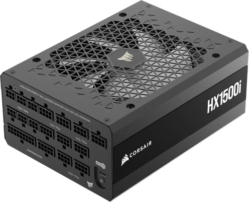 CORSAIR HX1500i (2025) 完全モジュラー超低ノイズATX電源 12V-2x6ケーブル付き – ATX 3.1 & PCIe 5.1準拠、Cybenetics Platinum Efficience、流体ダイナミックベアリングファン – ブラック CP-9020309-NA