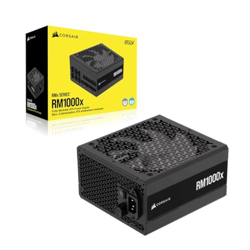 CORSAIR RM1000x 完全モジュラーATX電源 低騒音 – ATX 3.1準拠 – PCIe 5.1サポート – Cybenetics Gold Efficiency – ネイティブ12V-2x6接続 – ブラック CP-9020271-EU