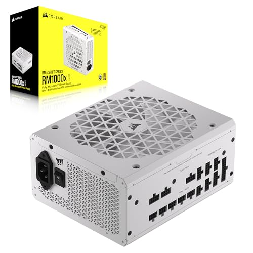 CORSAIR RM1000x Shift Fuente de Alimentación ATX Totalmente Modular - Interfaz Lateral Modular - Compatible con ATX 3.0 y PCIe 5.0 - Modo Ventilador a Cero RPM - Eficiencia 80 Plus Gold - Blanco CP-9020275-NA