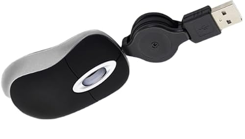 DUSTEWQ Mini 小さな旅行光学マウスポータブルマウス（引っ張り可能なUSBケーブル付き）、PCに適しています、デスクトップコンピュータ、オフィスビジネスホーム、ラップトップコンピュータ（黒）