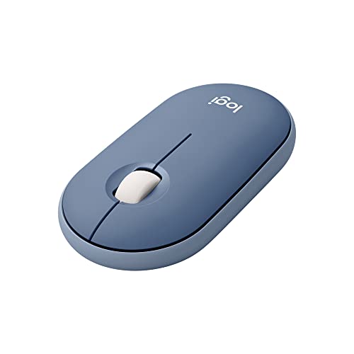 ロジクール ワイヤレスマウス 無線 マウス Pebble M350BU 薄型 静音 ブルーベリー USB Bluetooth ワイヤレス 左右対称型 windows mac Chrome Android Surface iPad OS M350