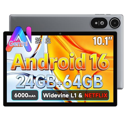BMAXPAD 【2026新登場 Android 16 タブレット 10インチ強化版】タブレット 10インチ wi-fiモデル 8コアCPU 24GB RAM+64GB ROM+2TB拡張 tablet アンドロイド16 GPS搭載 6000mAh大容量 子供の学習・シニア利用・動画視聴・電子書籍・Web会議・旅行ナビに対応 顔認証 Widevine L1 Netflix対応/保護フイルム貼り済 I10S