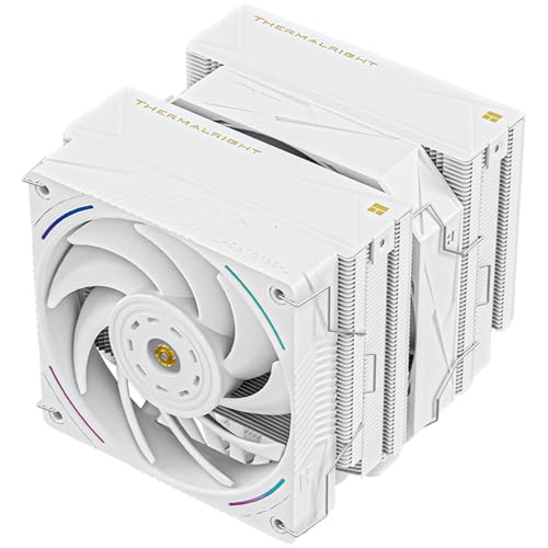 THERMALRIGHT Royal Pretor 130 ウルトラホワイトCPUクーラー、ヒートパイプ7本ヒートシンクCPU冷却、ホワイトブラッシュトップカバー、Intel LGA115X/2011/1700/1851、AM4/AM5プラットフォーム、ダブルタワー、ファンクーラー用 RP130 U White-D2