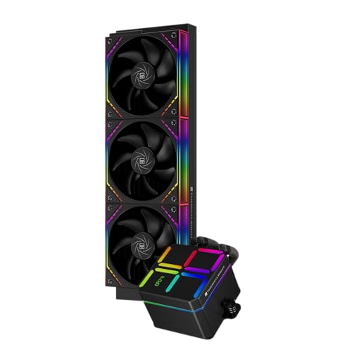 THERMALRIGHT Magic Qube 360 ARGB ブラック 液体CPUクーラー ビルディングブロックファン 2000RPM付き AM4/AM5 Intel LGA1150/1151/1200/1700/1851用 温度制御 色が変わるデジタルスクリーン MQ360 ARGB BLACK-D2