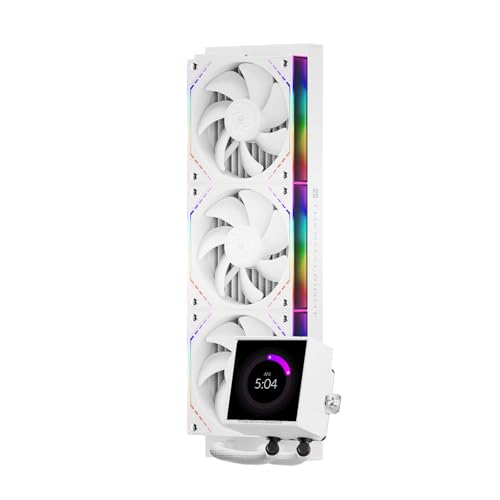 THERMALRLGHT Peerless Vision 360 ARGB ホワイト CPUウォータークーラー PWMファン3個 ワイヤレススプライシング IPS LCDスクリーン 480x480解像度 Intel LGA1851/1700 AM4/AM5 CPUリキッドクーラー 3.9インチディスプレイ PV360 ARGB WHITE-D3