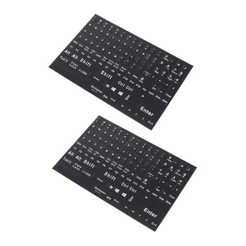 VILLCASE 英語キーボードステッカーセット コンピューター用耐摩耗キーボードシール フルカバータイプ PC ノートパソコン対応 クリア文字 デスクトップ用シート 2枚組 31655BA299N2OTEQ