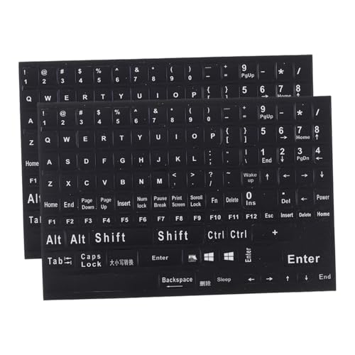 Angoily 英語キーボード ノートパソコン用キーボードステッカー 2シート入り PVC素材 耐摩耗性 フルキーボードデザイン 黑色 に最適