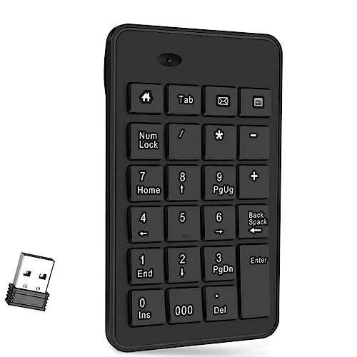 NifyHoomt テンキー2.4G テンキー ワイヤレス レシーバー付属 非連動テンキー 薄型 持ち運び便利 テンキー ブルートゥース 多機種対応 Tabキー付 数字キーボード ブラック (23キー) LZ492-251021
