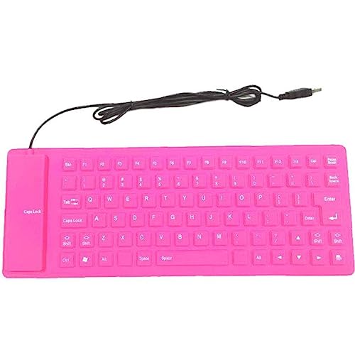 Bontand シリコンキーボード 防水 usbタイプ 有線 静音 柔らかい 軽量 ポータブル 折りたたみ 85キー pc/ノートパソコン用 ピンク HHR1-4ER511