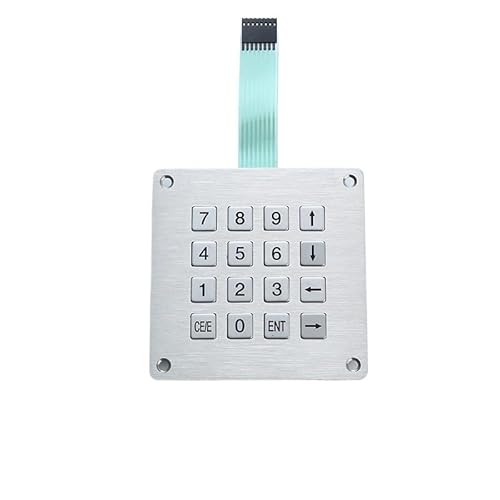 JGBVFFH 金属工業用キーボード、4x4 埋め込みキーボード: 防水性と耐湿性を備えた工業用グレードのセルフサービス端末メカニカル キーボード(RS-232)
