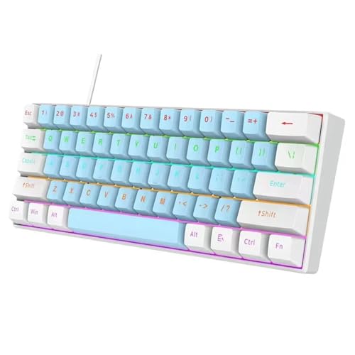 LYPCVBDA 互換性があります汎用 61 キー有線ミニメカニカルキーボードレッドスイッチ、ゲームやオフィスでの使用に最適(White)