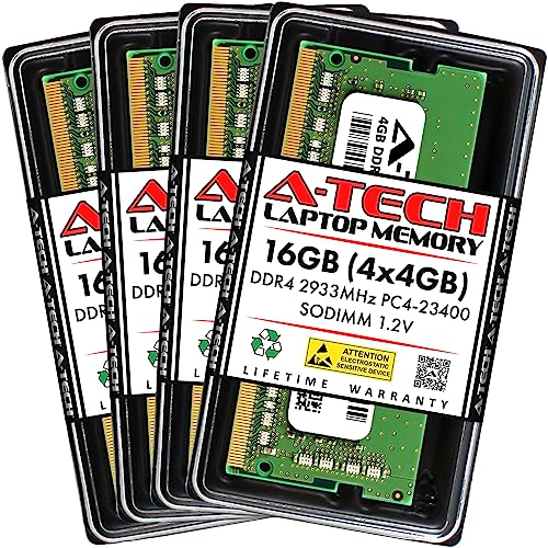OWC A-Tech 16GB キット (4x4GB) DDR4 2933MHz PC4-23400 (PC4-2933Y) CL21 SODIMM 1.2V 非ECC SO-DIMM 260ピン ノートパソコン ノートパソコン RAM メモリアップグレードモジュール AT4G4D4S2933NA0N12V
