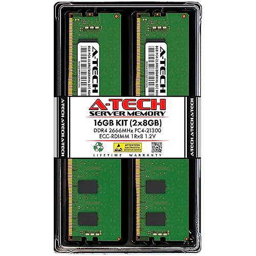 A-Tech 16GB キット (2x8GB) DDR4 2666MHz PC4-21300 ECC RDIMM 1Rx8 1.2V シングルランク Registered DIMM 288ピン サーバー&ワークステーション RAM メモリアップグレードモジュール (A-Tech Enterpriseシリーズ) AT8G2D4D2666RS8N12V