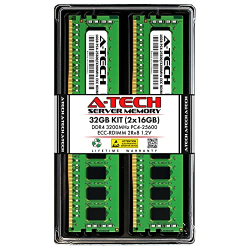 GIGA-BYTE A-Tech 32GB キット (2x16GB) RAM GIGABYTE G482-Z53 MZ52-G40, R262-ZA2 MZA2-CE0, R282-Z93 MZ92-FS0, W291-Z00 MZ01-CE1 | DDR4 3200MHz PC 4-256 4-00 ECC RDIMM 2Rx8 登録済みサーバーメモリアップグレード ASO327