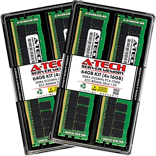 A-Tech 64GB キット (4x16GB) RAM Dell PowerEdge C6320 C6420 FC430 FC630 FC830 M640 R640 R730 R740xd R930 R940用 DDR4 2133MHz PC4-17000用 ECC RDIMM 2 Rx4 登録済みサーバーメモリアップグレード ASN735