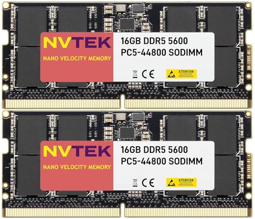 NVTEK 32GB (2X16GB) DDR5 5600MHZ PC5-44800 Non-ECC SODIMM KIT NVTEK ノートパソコン AIO PC コンピューターメモリ