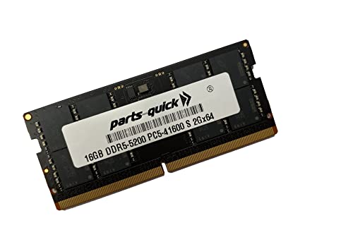 parts-quick 16GB メモリー Dell Alienware m15 R7 (AMD) NVIDIA 3060/3070Ti/3080Ti対応 DDR5 1RX8 SODIMM 5200MHz RAM 16GB-DDR5-5200-S-Dell-10492