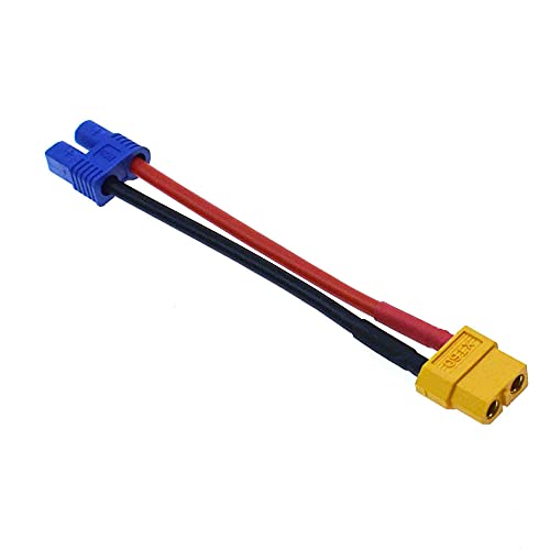 Reland Sun 1個 14AWG 10cm XT60メスオス→XT30 XT90 EC3 Tプラグコネクター ESC (XT60 F- EC3 M)