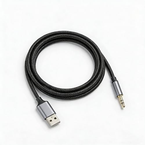 FOVSZDJRA USB オーディオ変換ケーブル 3.5mm 外付けサウンドカード DAC内蔵 ヘッドホン スピーカー PC ノートパソコン用 ナイロン編組 (2m) LZW-X-604004
