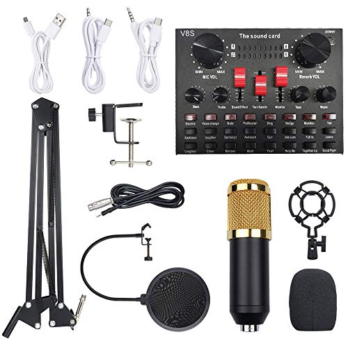 多機能ライブサウンドカード BM800 マイクセット オーディオ録音機器 (ブラック & ゴールド) XILJP20250426-257